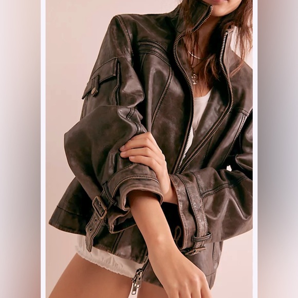 We the Free People Skyline Leather Jacket Size M - Picture 9 of 13
